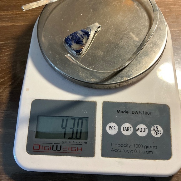 Vintage sterling silver Sodalite Pendant & Choker - Picture 10 of 12